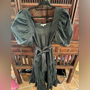 Anthropologie Love the Label Elegant Black Puff Sleeve Dress